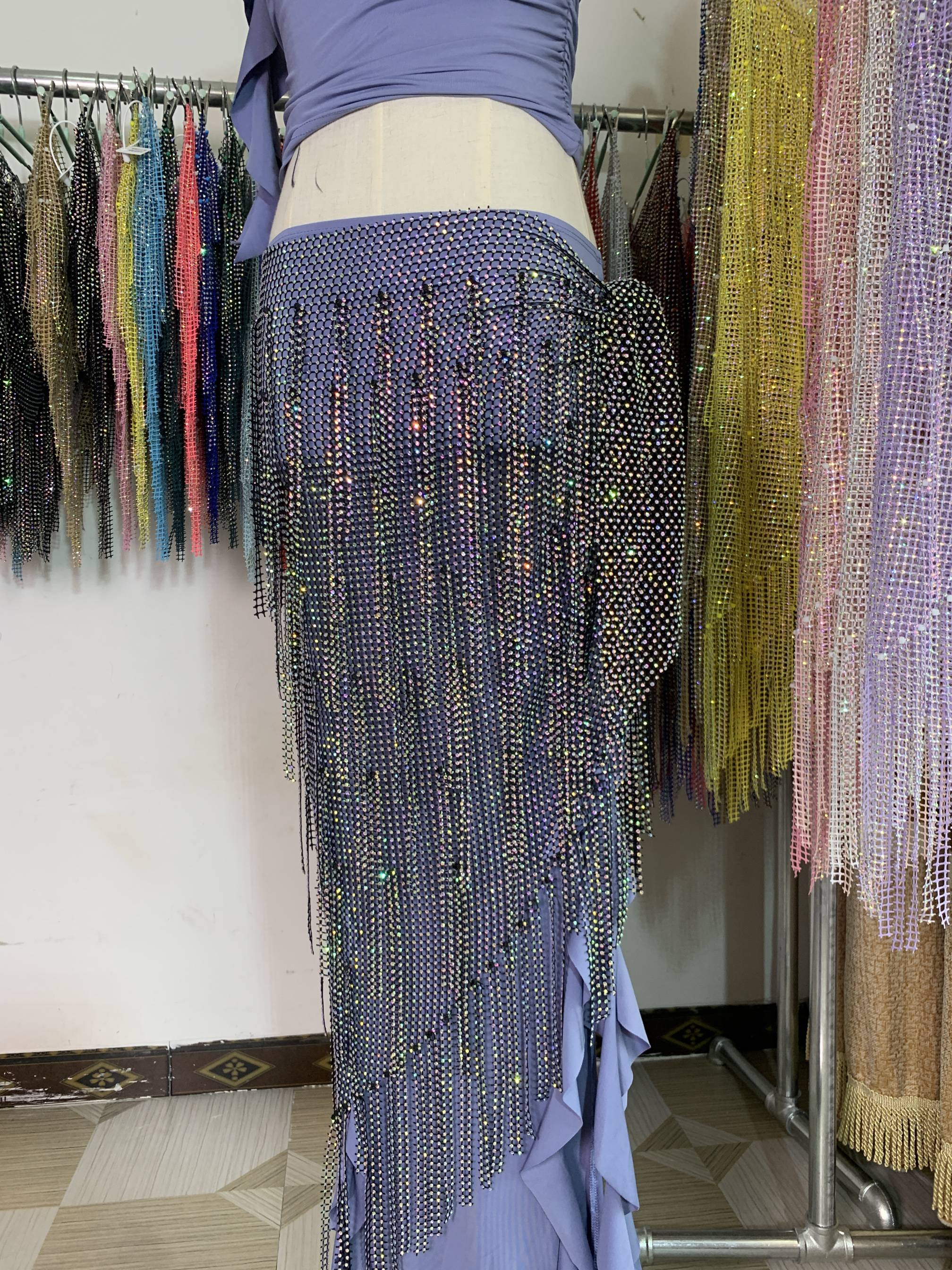 Xiaoyan's belly dances dancing diamonds, Su Touna, waist towels, luxury big triangle beginner fart curtain