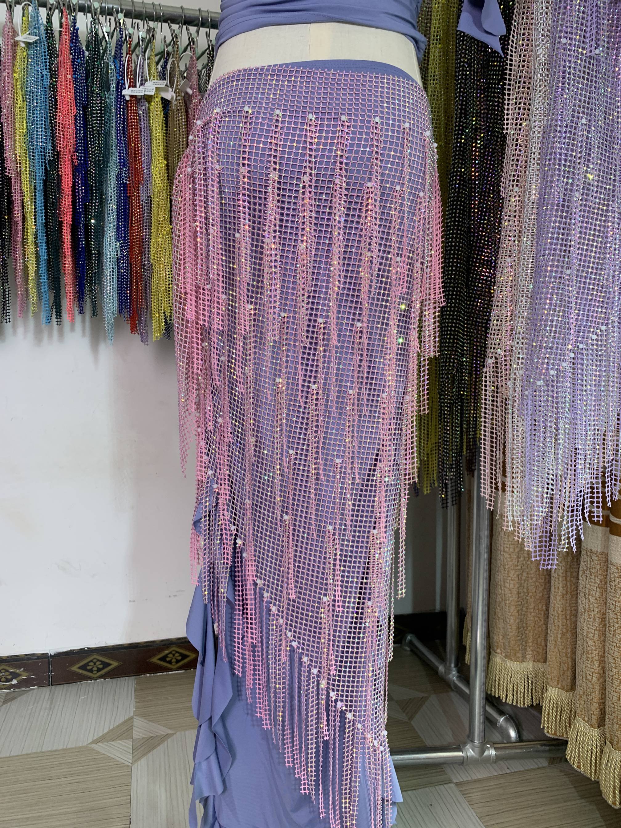 Xiaoyan's belly dances dancing diamonds, Su Touna, waist towels, luxury big triangle beginner fart curtain