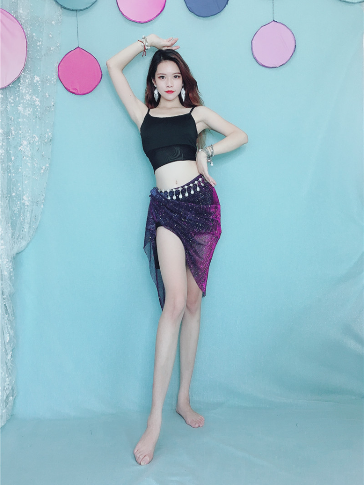 Baiya Qianhui Belly Dance Summer 2024 new net vest slide slideshow hip scarf performance on the show