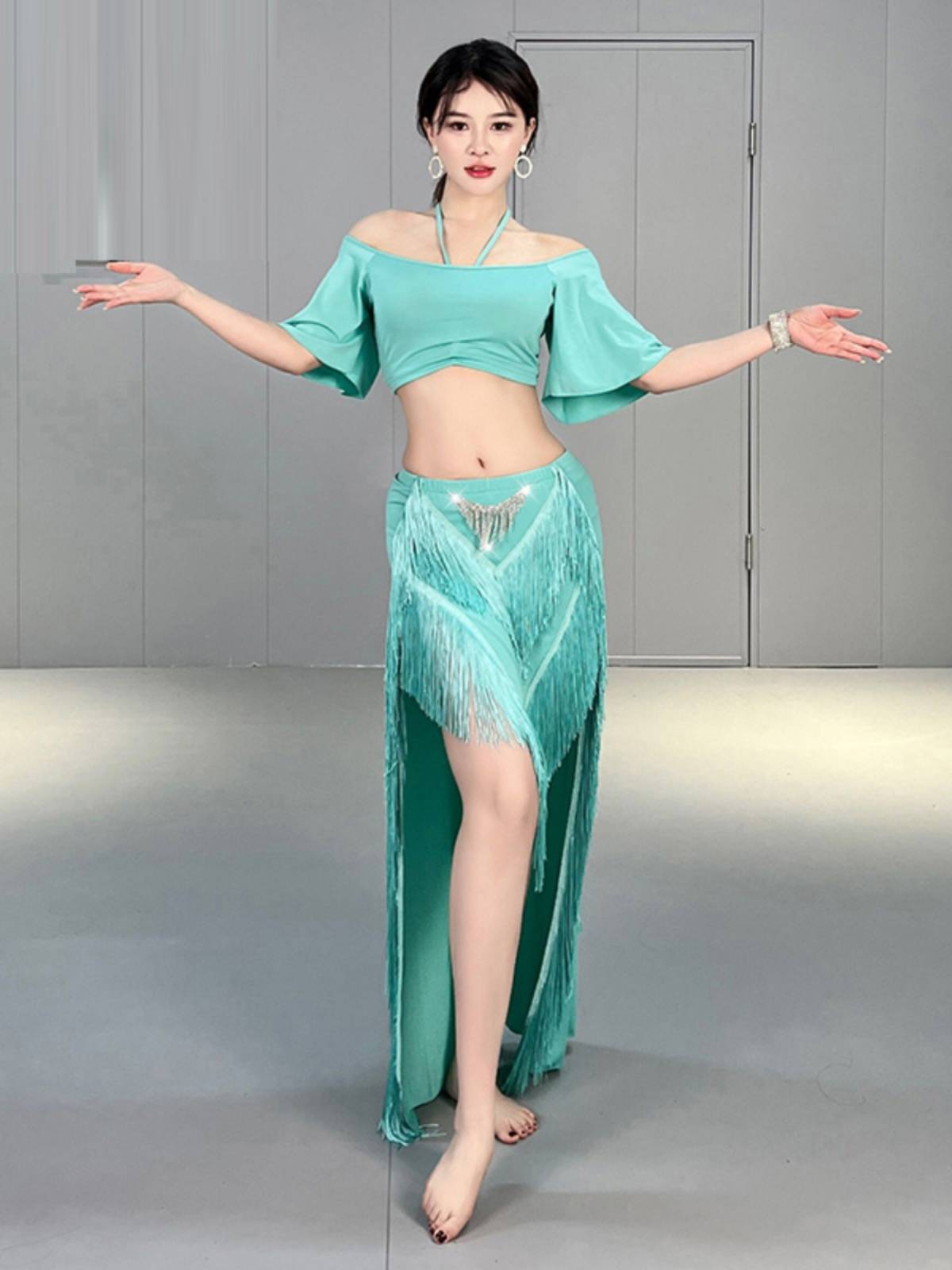 Belly Dance 2024 new summer female adult dance clothing Oriental dance exercise suit set stage performance service