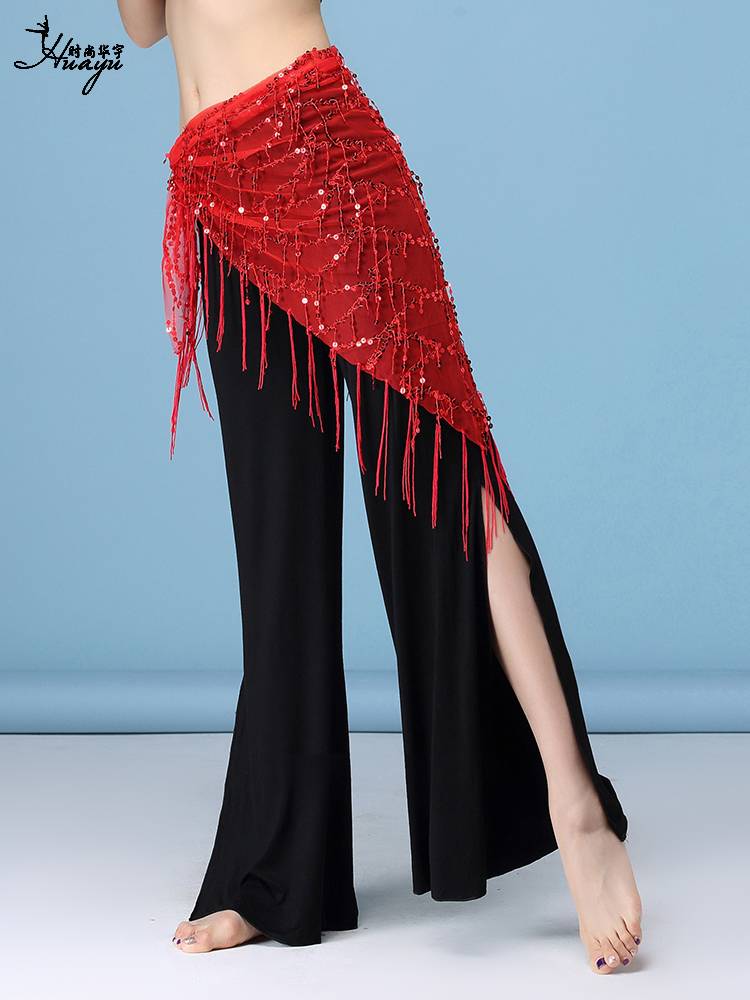 Belly dance waist chain new waist straps, lilies, sequins, triangular scarf Oriental dance junior scholars, versatile waist decoration practice hip towel