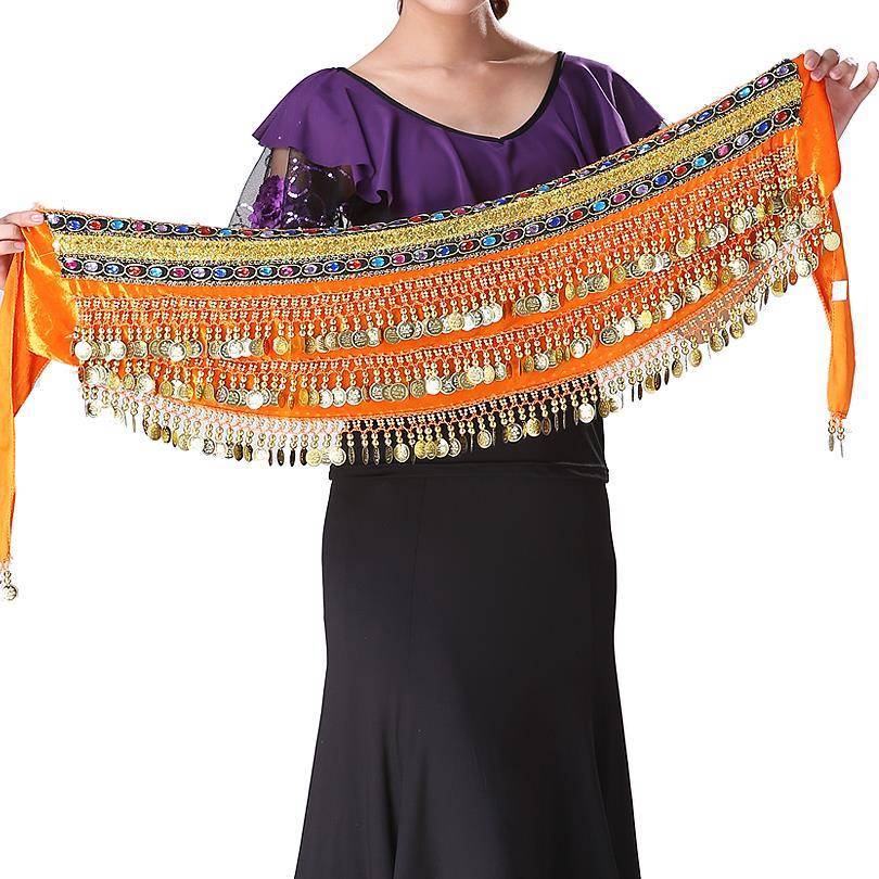 Indian dance watch performance lumbar scarf belly dance waist chain hip scarf new beginner belt ultra -heavy loud dual diamond waist seal