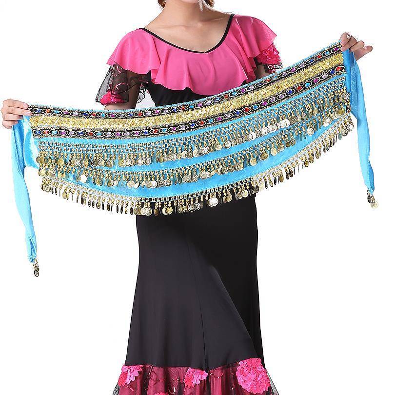 Indian dance watch performance lumbar scarf belly dance waist chain hip scarf new beginner belt ultra -heavy loud dual diamond waist seal