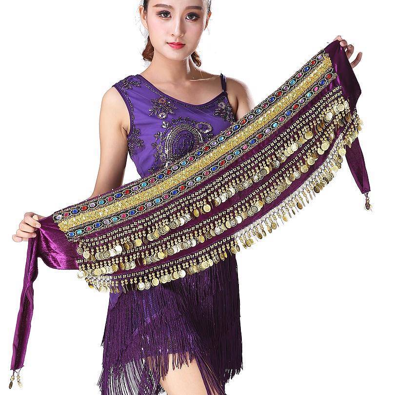 Indian dance watch performance lumbar scarf belly dance waist chain hip scarf new beginner belt ultra -heavy loud dual diamond waist seal