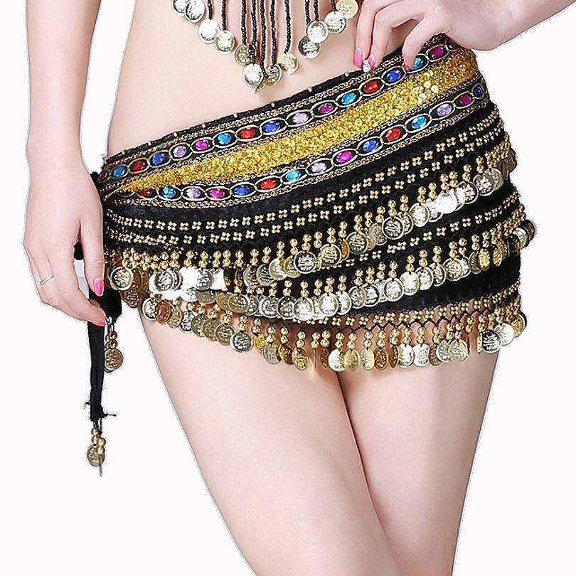 Indian dance watch performance lumbar scarf belly dance waist chain hip scarf new beginner belt ultra -heavy loud dual diamond waist seal