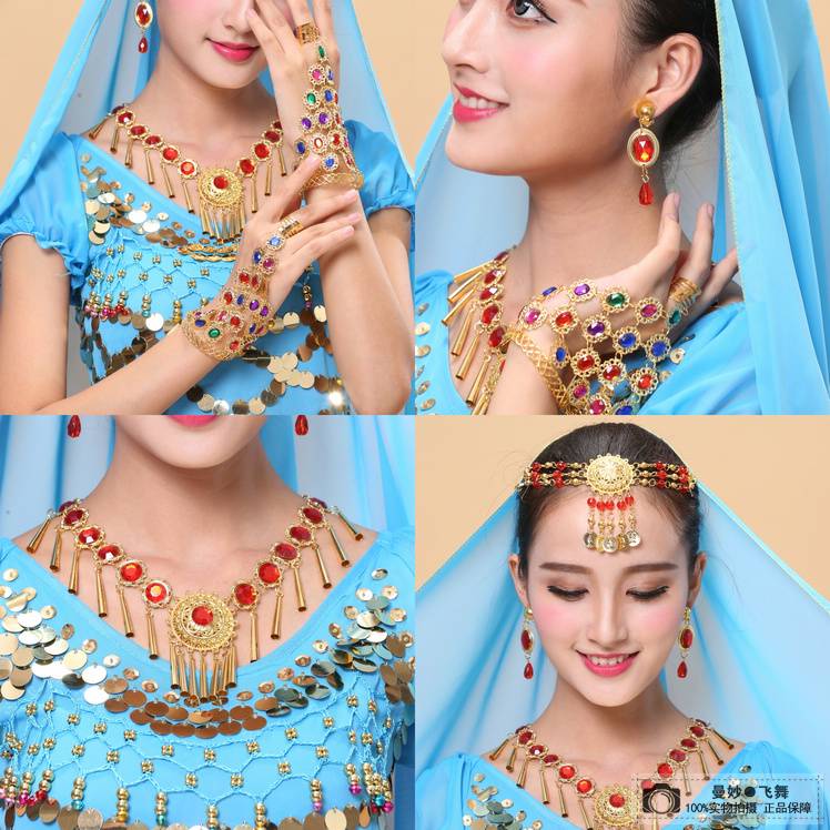 Special offer Indian dance watch performance accessories necklaces bracelet belly dance clothing gauze scarf head chain veil