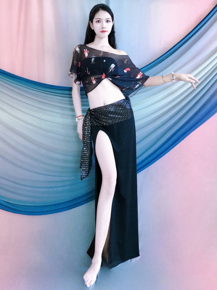 Belly Dance Gradient Color Sexy Sexy Thin Practice Dance Set Long Skirt Oriental Dance Performance Dance Performance Clothing