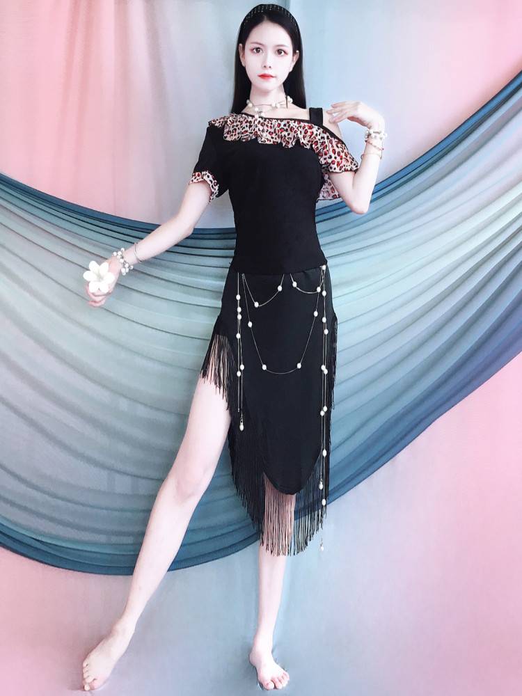 Belly Dance 2024 Summer Summer Leopard Leopard Top Top Saskin Skin Set Oriental Dance Performance Services Practice Children