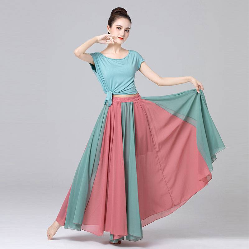 2023 New short -sleeved belly dance top clothes practice service female Oriental dance clothing classical dance modern dance summer