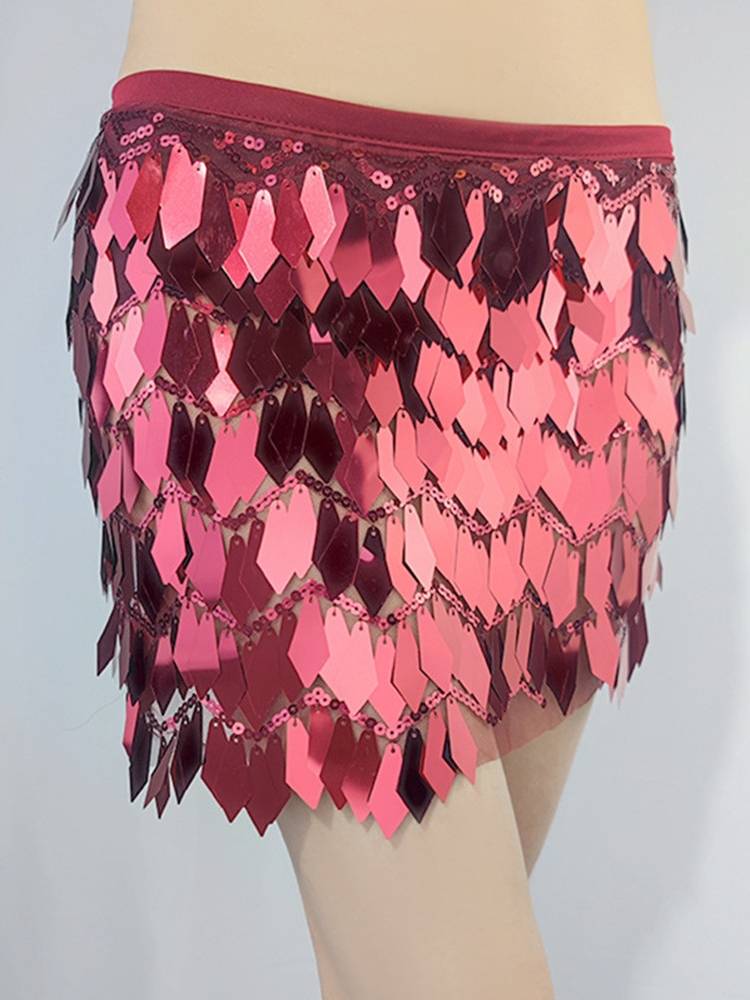 2023 New Belly Dance Practice Nightclub Performance Mermaid Sequenant Short Hip Scarf Short Skirt Performance Services