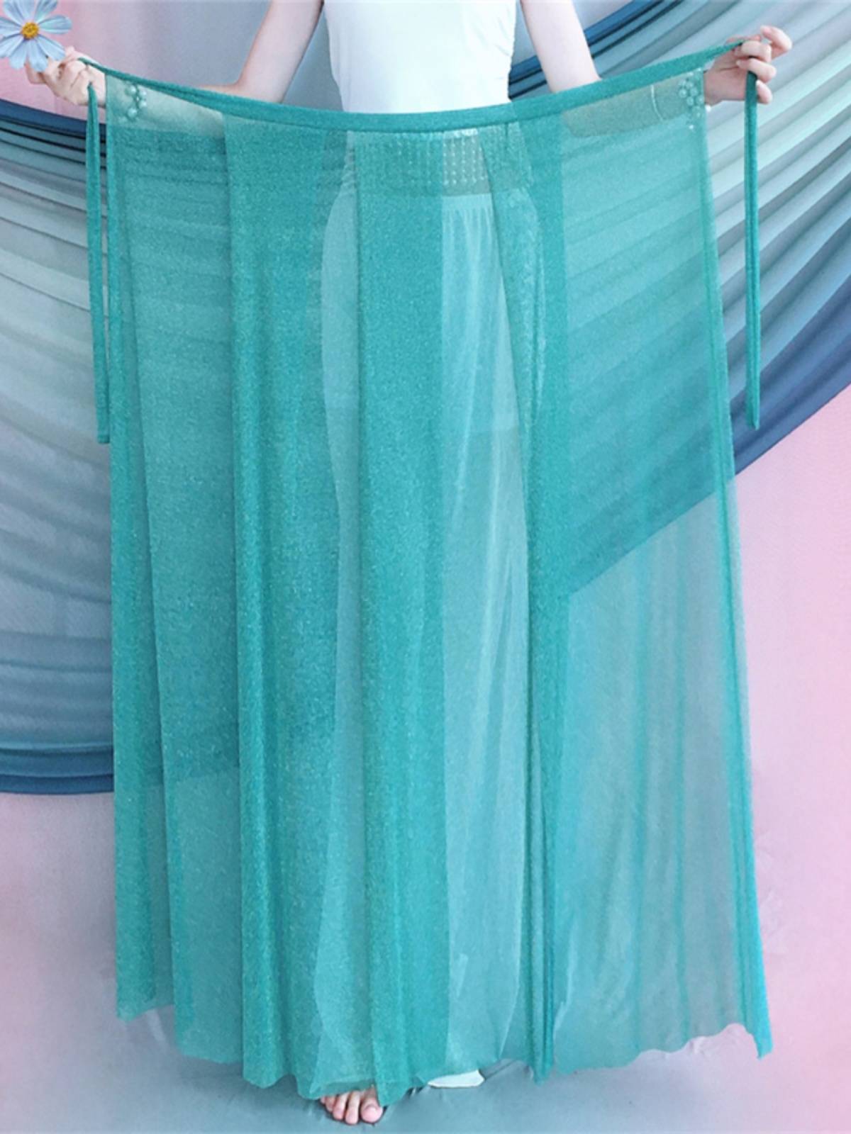 2024 new classical dance belly dance summer children performed a picked apron, split elegant practice skirt