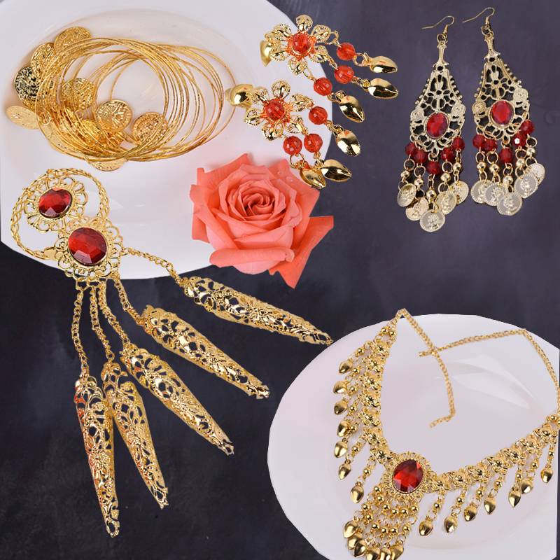 Indian dance belly dance with jewelry jewelery dance table necklace live performance props thousand hands Guanyin nail set