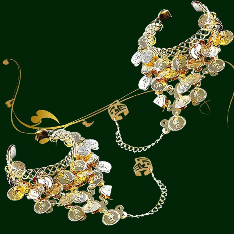 Indian dance belly dance with jewelry jewelery dance table necklace live performance props thousand hands Guanyin nail set