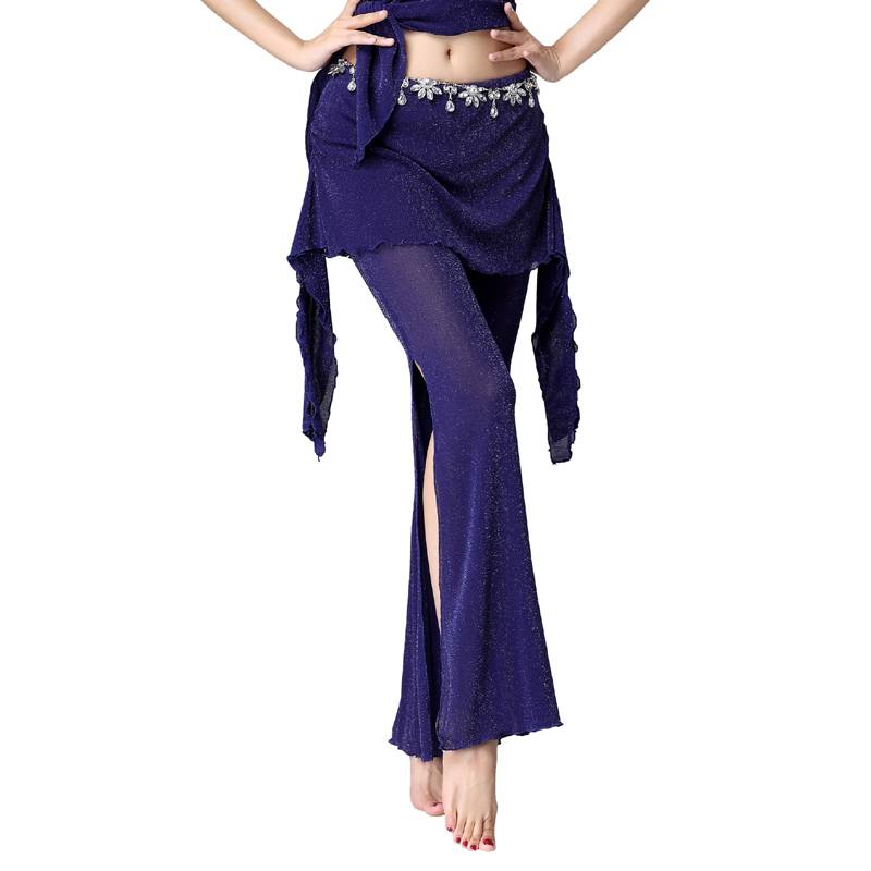 Belly dance pants 2024 new spring and autumn under silver silk flared pants wide -leg pants black large size skirt practice