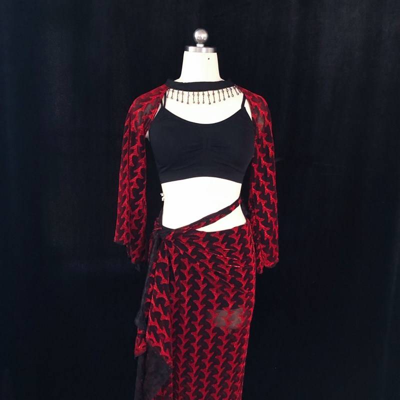 New belly dance oriental dance exercise suit training clothes hip towel, shoulder long skirt junior high school junior group clothing suit
