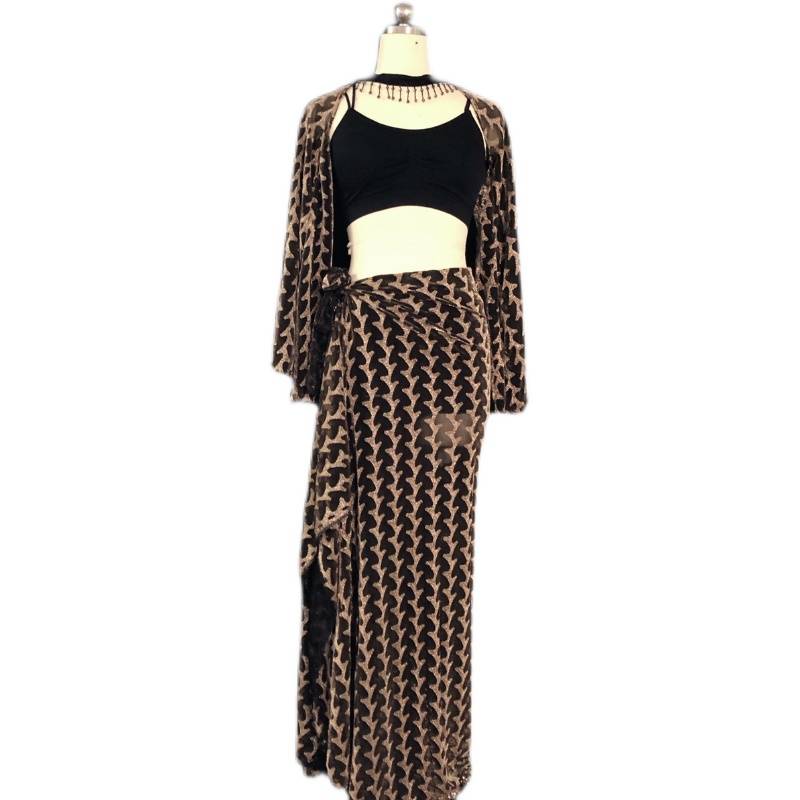New belly dance oriental dance exercise suit training clothes hip towel, shoulder long skirt junior high school junior group clothing suit