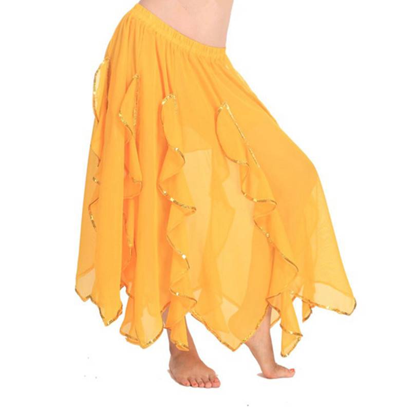 Belly dance skirt eight skirts Oriental dance performance long skirt fungus skirt Indian dance clothing performances in gold -border skirt