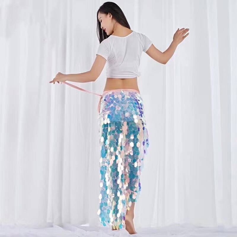 2022 White belly dance oriental dance watch performance clothes exercise uniforms Modal sequins, mermaid waist skirt women