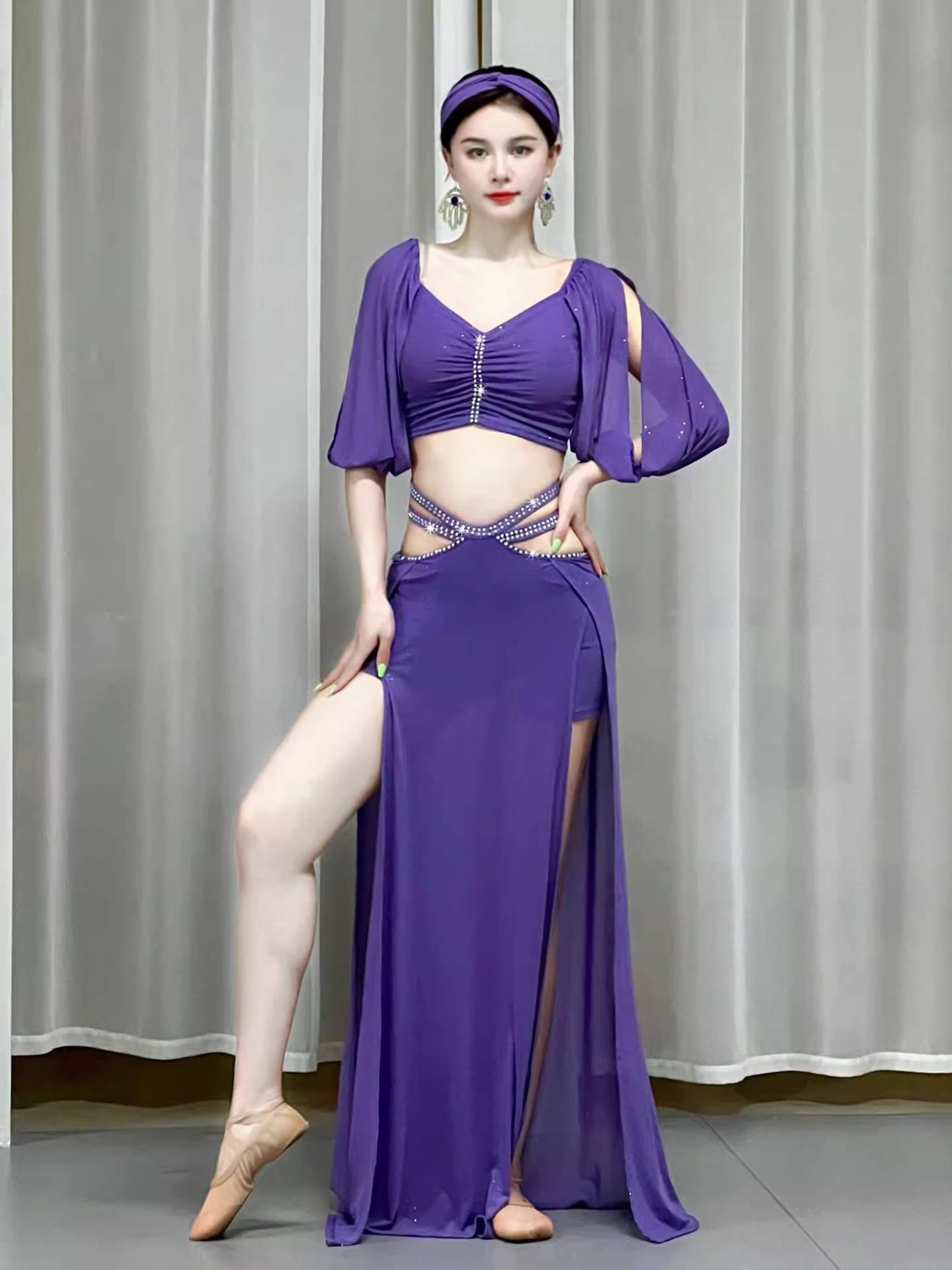 Belly Dance Clothing Female 2024 New Autumn High -end Gargam Practice Clothing Oriental Dance Set Dress Clothing Girl