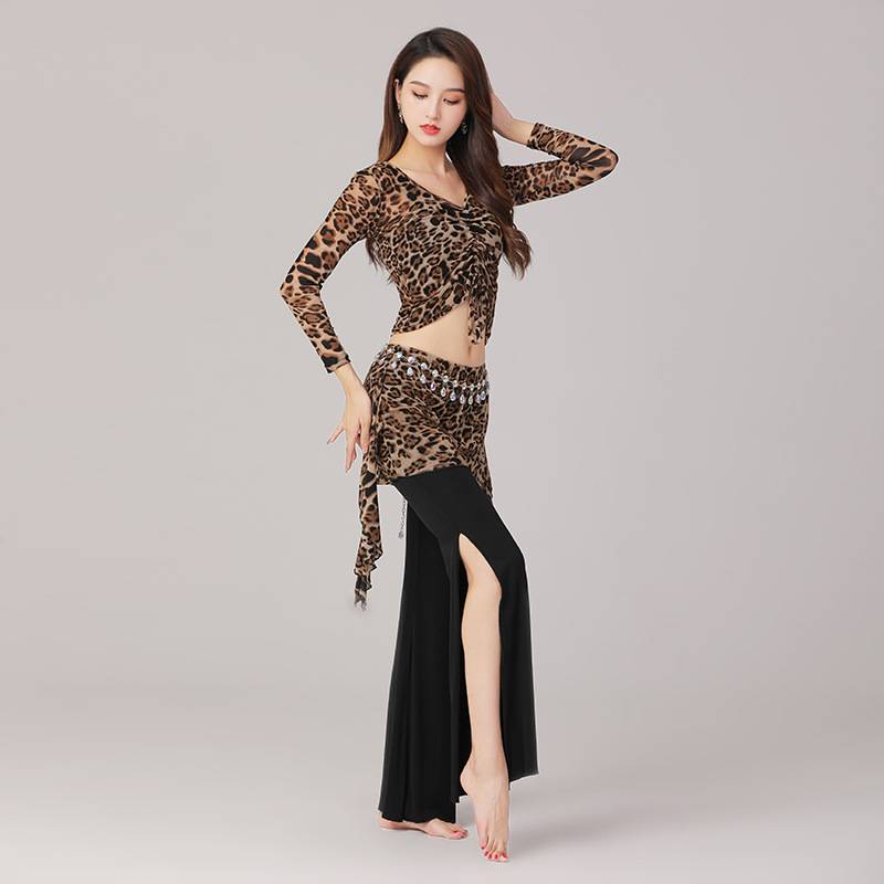 New autumn and winter belly dance large -size practice clothing sleeve jacket pants Indian dance showing thin performance clothing
