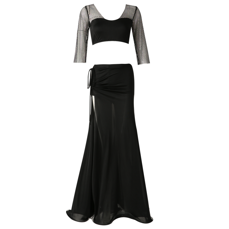 The new goddess of the dance of the city dance, the new clothes belly dance practice clothing actress sky hot drill net splicing exercise service