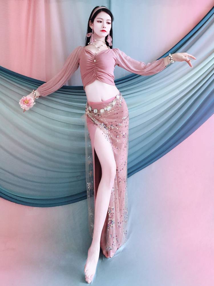 Yanxin Huimei new belly dance clothes 2024 net yarn bead embroidery practice clothing Oriental dance set performance service