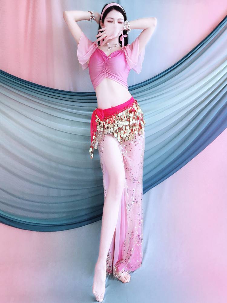 Yanxin Huimei new belly dance clothes 2024 net yarn bead embroidery practice clothing Oriental dance set performance service