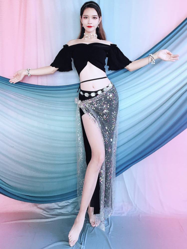 Yanxin Huimei new belly dance clothes 2024 net yarn bead embroidery practice clothing Oriental dance set performance service