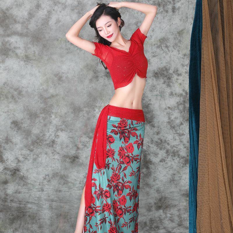 Belly dance exercise clothing female year new set of autumn and winter sexy long skirts Oriental dance clothing to cover the belly