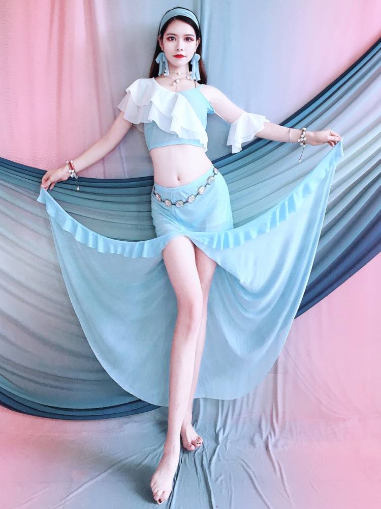 Belly Dance Summer Summer New Trip Lotus Fairy Fairy Fairy Fairy Skirt Set Oriental Dance Children Performing