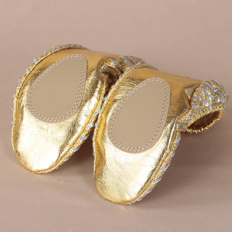 Belly dance shoes Soft bottom Practice Shoes Indian Dance Shoes Golden Half Cat Claw Shoes Teacher Shoes and Dance Shoes Female Summer