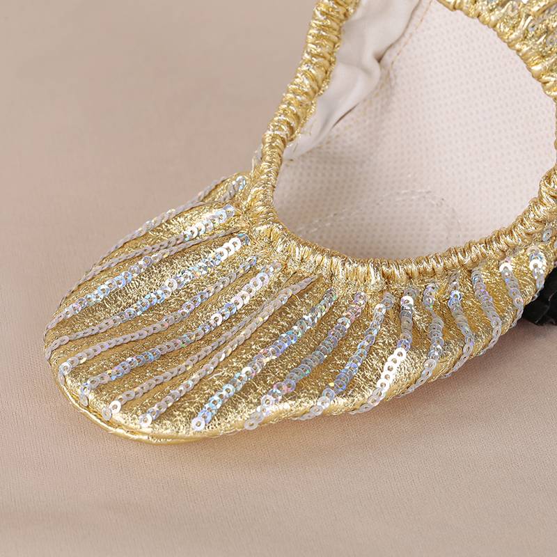 Belly dance shoes Soft bottom Practice Shoes Indian Dance Shoes Golden Half Cat Claw Shoes Teacher Shoes and Dance Shoes Female Summer