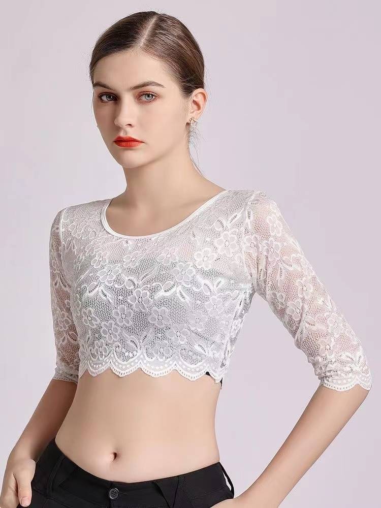 2023 new belly dance shirt sexy new practice service lace mesh yarn oriental dance clothing female exercise service