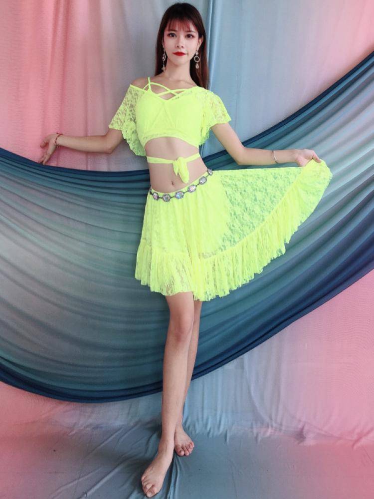 Baiya Qianhui Belly Dance Services 2024 New Lace Broken Short Skirt Performance Services Junior Scholars Practice Service