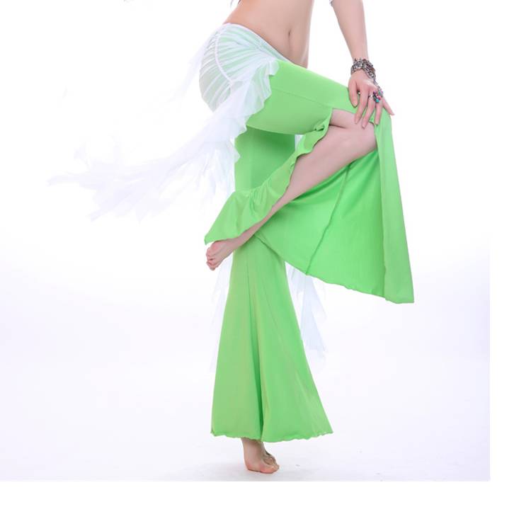 Belly dance pants 2022 new bilateral slit oriental exercise pants adult big flared pants beginner training pants