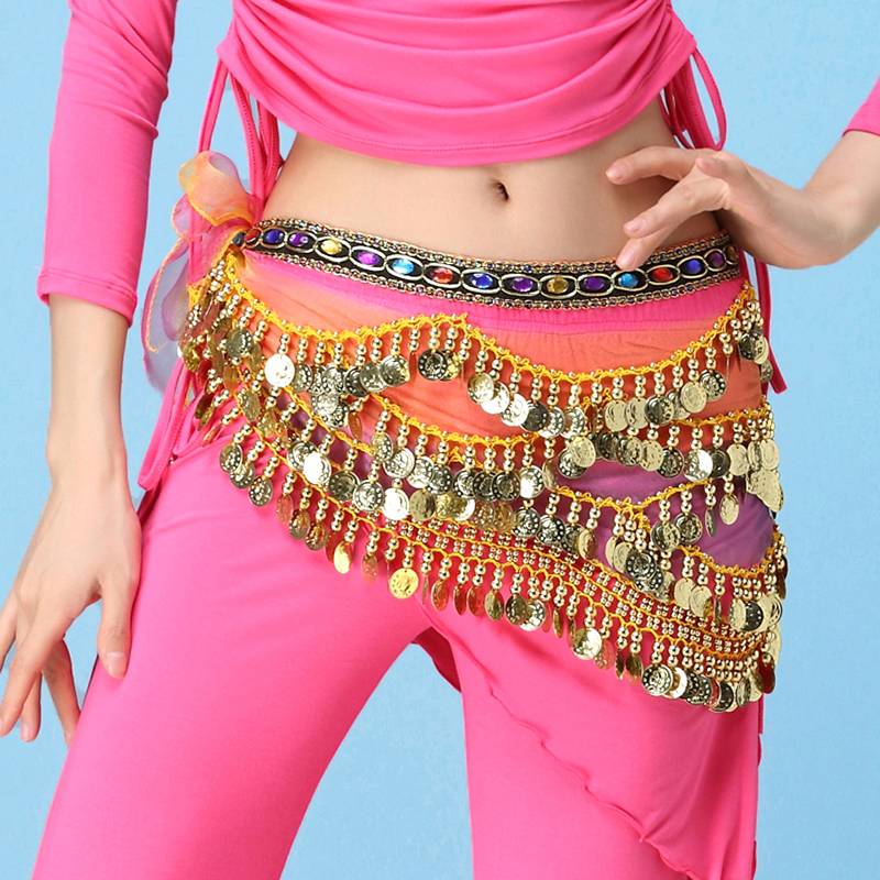 Belly dance waist chain Limar hip -hip scarf three -layer wave belly dance clothing 2020 new color beginner waist chain