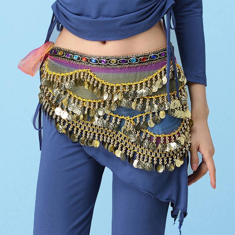 Belly dance waist chain Limar hip -hip scarf three -layer wave belly dance clothing 2020 new color beginner waist chain
