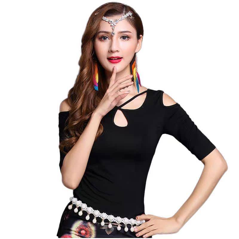Belly Dance Top Female Dance Practice Gettings Sexy Wind Belly Belly Belly Belly Mornell Paper Midtop Sleeve Performance Red