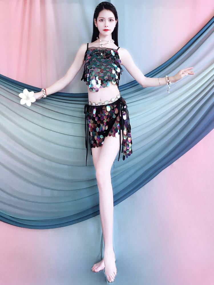 Liuyi Children's Belly Dance Show Performance Services Oriental Dance Girl Children's Dance Mermaid Sequenant Dance Clothing