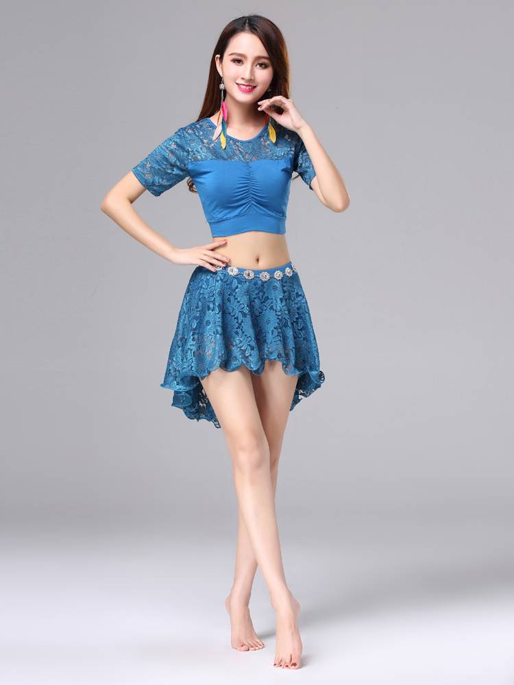 New belly dance 2024 New set Summer fairy beginner belly dance lace female practitioner dress skirt