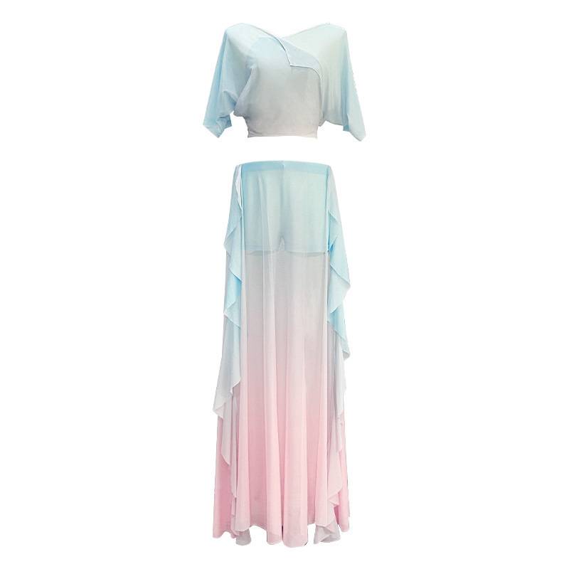 Belly dance exercises 2024 Summer new sexy gradient long skirt set Oriental dance watch performance service girl