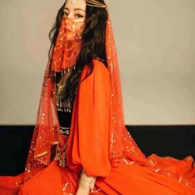New belly dance veil exotic princess veil Western style dance covered face ancient style Hanfu fairy faces yarn