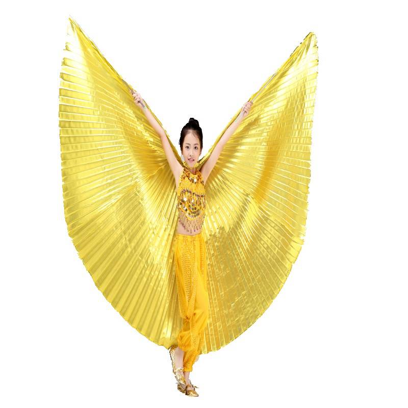 Children's belly dance gold -winged props dance performance clothing accessories, children performing performances, gold -winged dance color wings