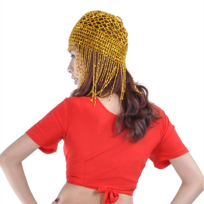 Flat head jewelry hat Belly dance bead hat Indian dance watch performance dance bead hat bride's headdress handicraft wearing beads