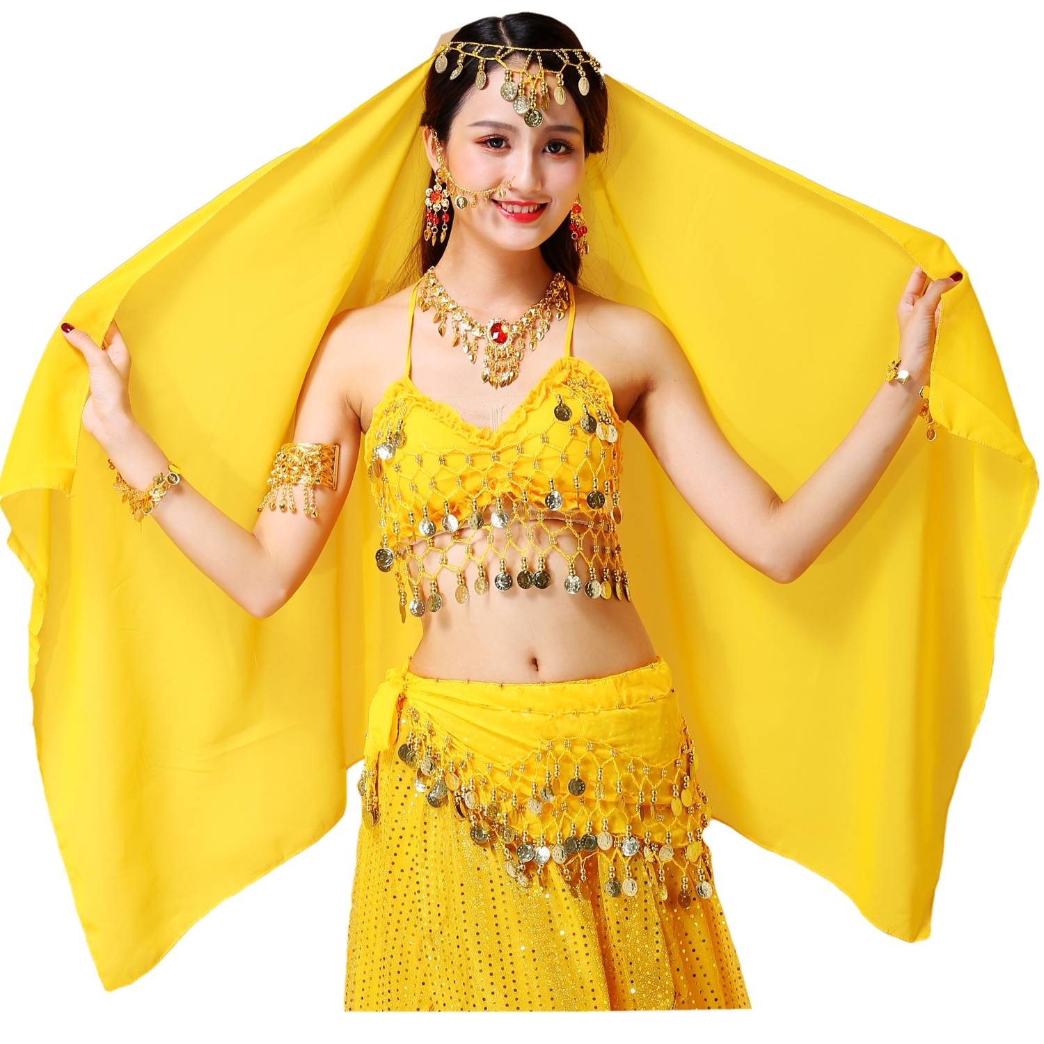 Indian stage performed head jewelry, gauze napkin accessories, belly dance necklace ears pendant bracelet nasal chain
