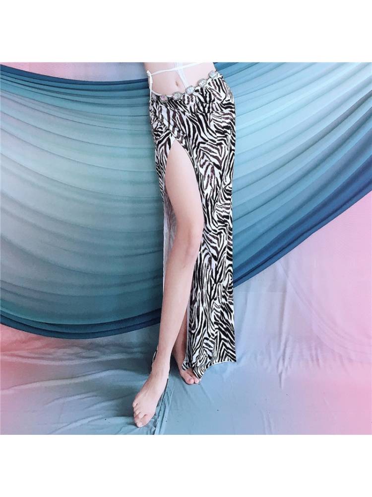 Baiya Qianhui belly dance summer skirt new multi -color printed skirt, Oriental dance performance, practice service hip towel