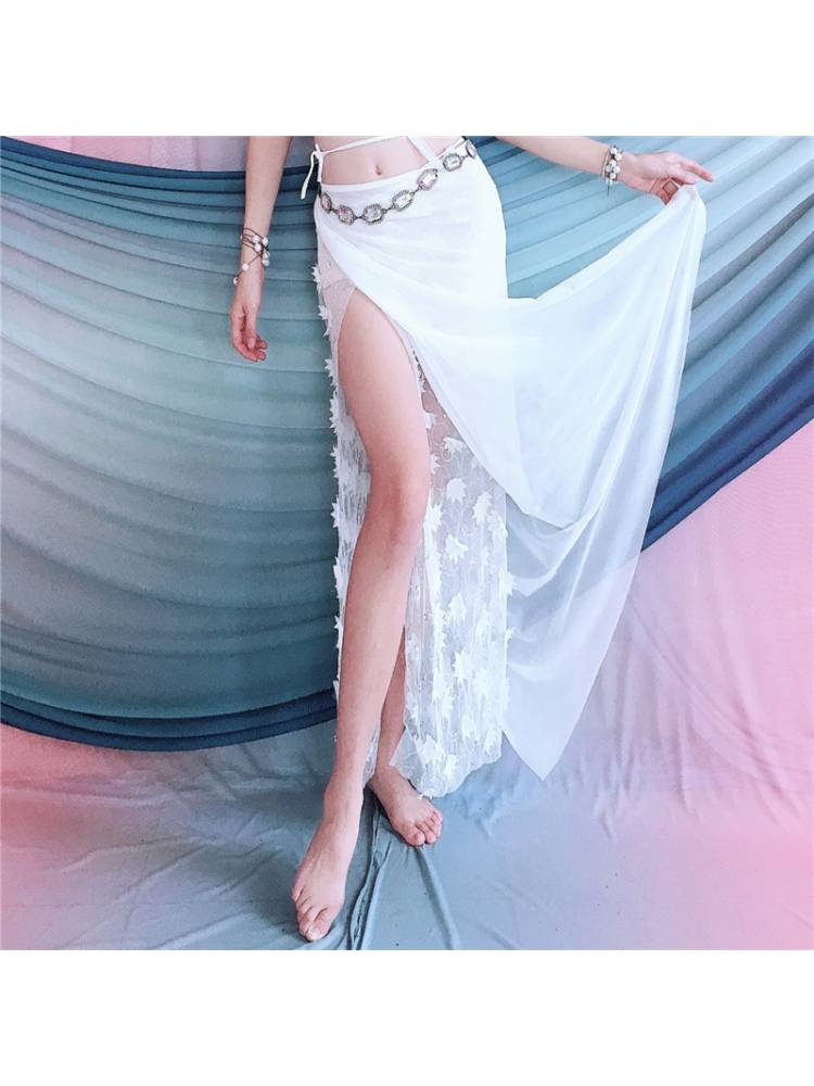 Baiya Qianhui belly dance summer skirt new multi -color printed skirt, Oriental dance performance, practice service hip towel
