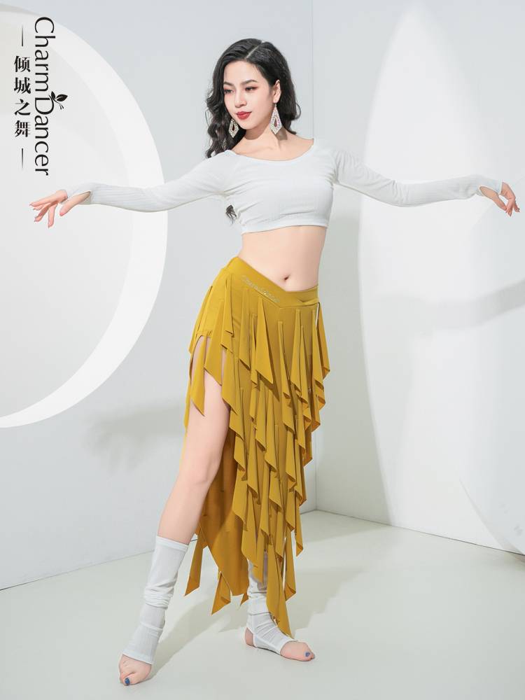The dancing belly dance practice suit set 2024 spring and summer new long -sleeved dynamic flowing Su skirt group exercise uniform