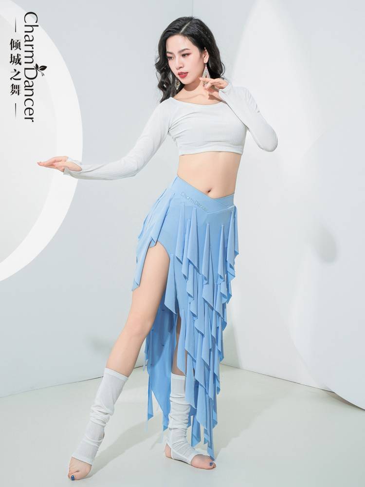 The dancing belly dance practice suit set 2024 spring and summer new long -sleeved dynamic flowing Su skirt group exercise uniform
