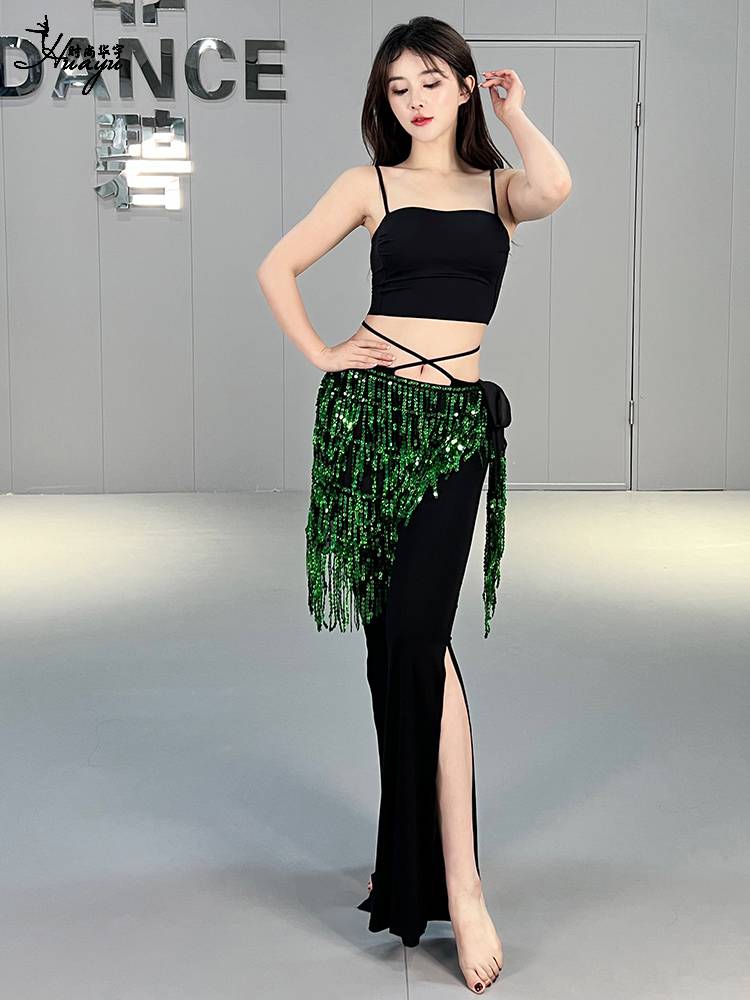 Belly dance waist chain sequins, stream scarf stage performances, grass dance waist, waist, fart curtain, oriental dance dance clothing waist scarf